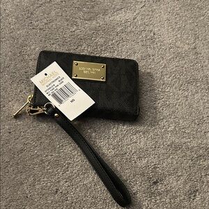 Michael Kors Black and Gold Wristlet